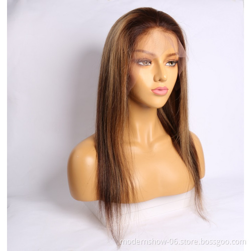 Cheap Swiss Lace Wig For Women Raw Virgin Unprocessed Long Hair Wig Modern Show 4/27 Highlights Blonde Color Wig With Baby Hair